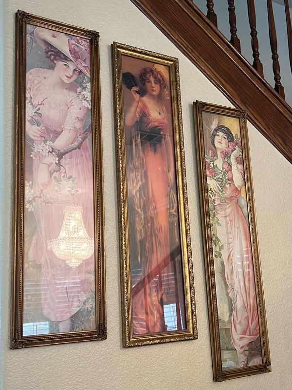 Photo 2 of 3-ANTIQUE GOLD FRAMED “VINTAGE LADIES” ARTWORK 10” x 32” EA