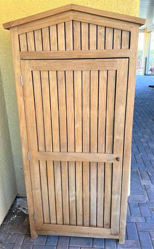 Photo 1 of CEDAR UTILITY SHED WITH FOLD OUT TABLE AND TOOLS 32” x H72”