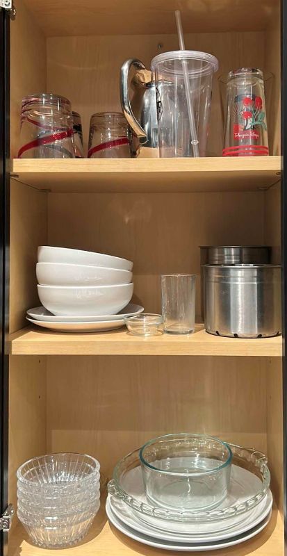 Photo 1 of CONTENTS OF 3 SHELVES IN KITCHEN CABINET