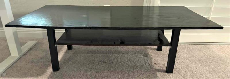 Photo 1 of BLACK CUSTOM CRAFTED PAINTED WOOD COFFEE TABLE 52” x 27” x H18”