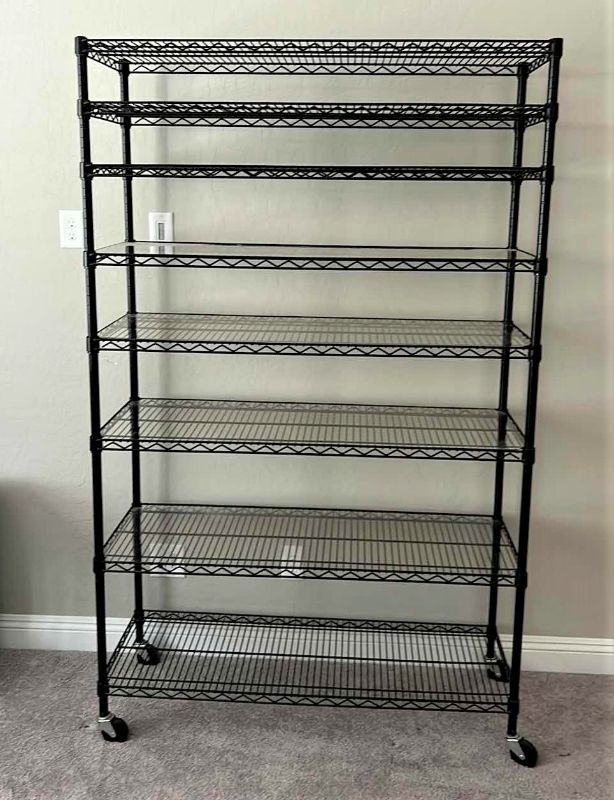 Photo 1 of METAL RACK WITH SHELVES LAMINATE TOPS 4’ x 28” x H77”