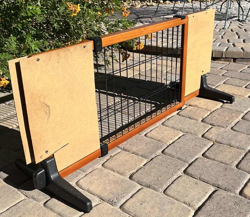 Photo 1 of HOME DECOR TWO SLIDING DOG GATE 
BROWN AND BLACK GATE 32” X 1” X H 20.25”
TAN AND WHITE GATE 47.5” X 2” X H 32”