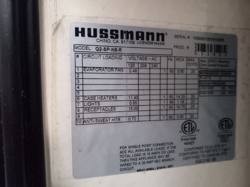 Photo 13 of HUSSMANN 3 PIECE HOT HOLD, FOOD PREP, COMMERCIAL REFRIGERATION STATION MODELS Q2-SP-N8-R, Q2-SP-N-6-6CR-1-RSS-R, Q2-SP-N-8-PT-DS-R (NEEDS COMPRESSOR)