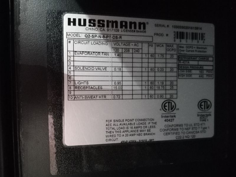 Photo 11 of HUSSMANN 3 PIECE HOT HOLD, FOOD PREP, COMMERCIAL REFRIGERATION STATION MODELS Q2-SP-N8-R, Q2-SP-N-6-6CR-1-RSS-R, Q2-SP-N-8-PT-DS-R (NEEDS COMPRESSOR)