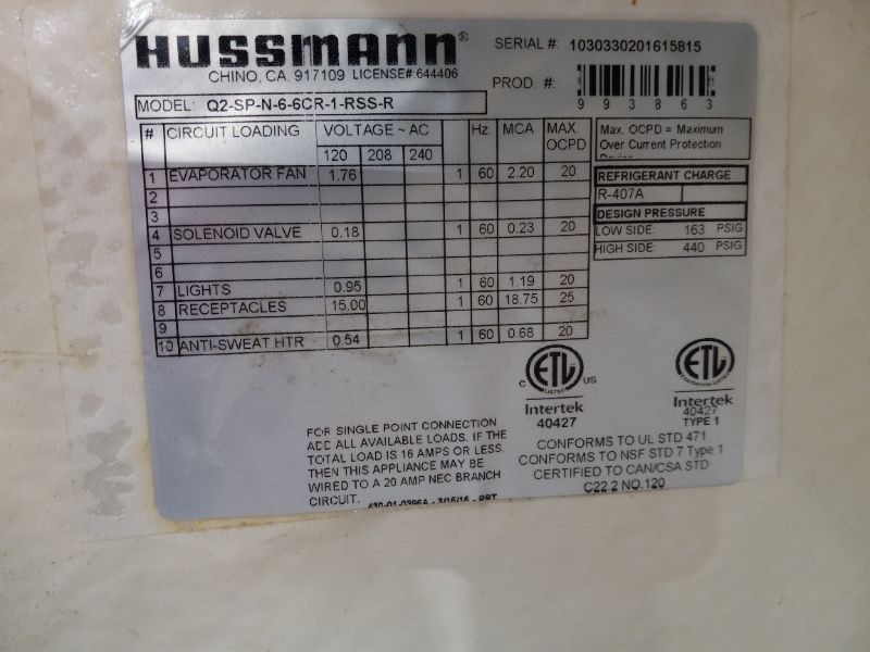 Photo 12 of HUSSMANN 3 PIECE HOT HOLD, FOOD PREP, COMMERCIAL REFRIGERATION STATION MODELS Q2-SP-N8-R, Q2-SP-N-6-6CR-1-RSS-R, Q2-SP-N-8-PT-DS-R (NEEDS COMPRESSOR)