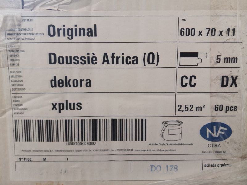 Photo 3 of LISTONE GIORDANO DOUSSIE AFRICA DEKORA X PLUS WOOD FLOORING APPROX 54.25sqft 120PCS 23.62” X 2.75”
