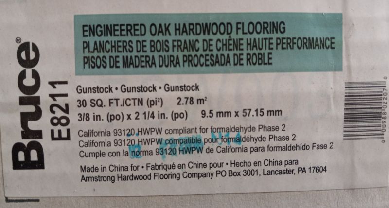 Photo 1 of BRUCE RED OAK GUNSTOCK FLOORING E8211 APPROX 60sqft 2.25” X 3/8” MULTI LENGTH