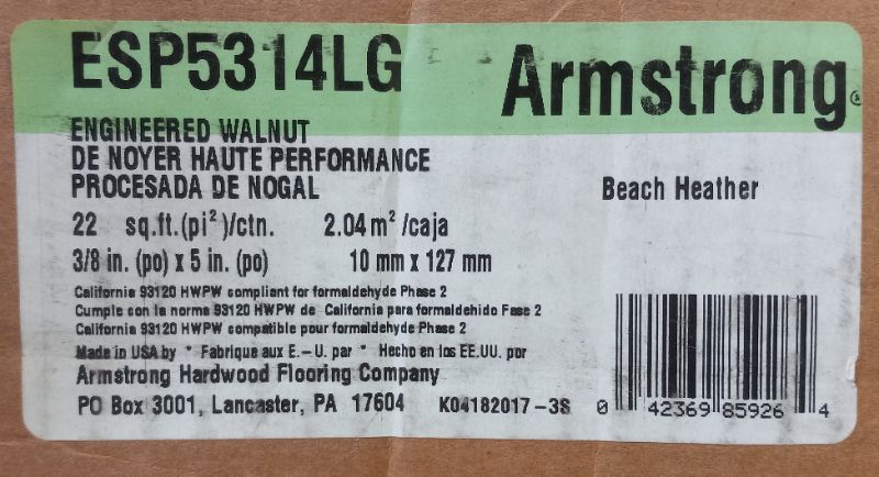 Photo 3 of ARMSTRONG WALNUT BEACH HEATHER FINISH WOOD FLOORING ESP5314LG APPROX 44sqft 5” X 42” H3/8”