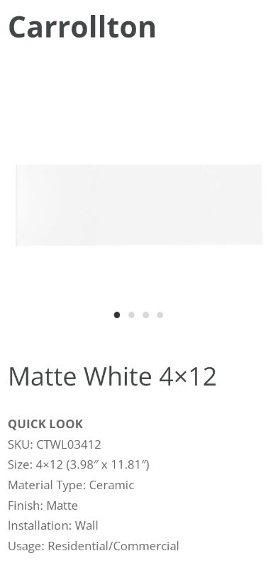 Photo 1 of STYLE ACCESS CERAMIC GLAZED MATTE WHITE WALL TILES CTWL03412 APPROX 93.31sqft 280PCS 4” X 12”