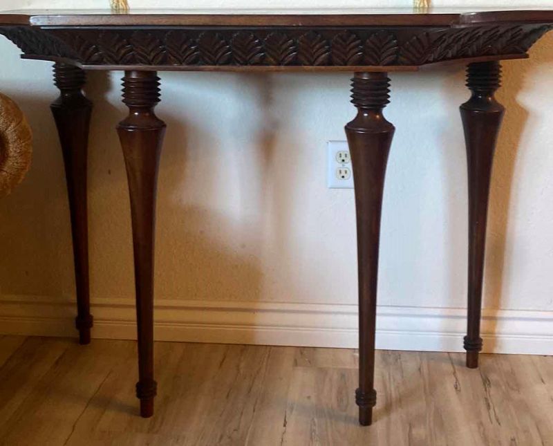 Photo 1 of VINTAGE ORNATE WOOD ENTRY TABLE 