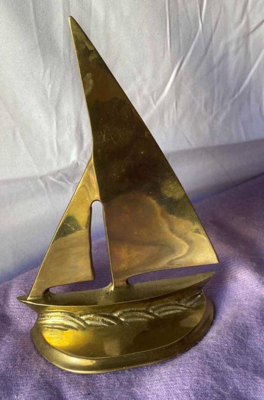 Photo 1 of 2 BRASS SAILBOAT PAPER WEIGHTS