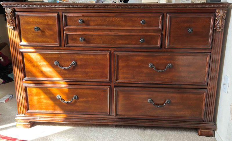 Photo 1 of ORNATE 7 DRAWER DRESSER - 59 x 18 x 37