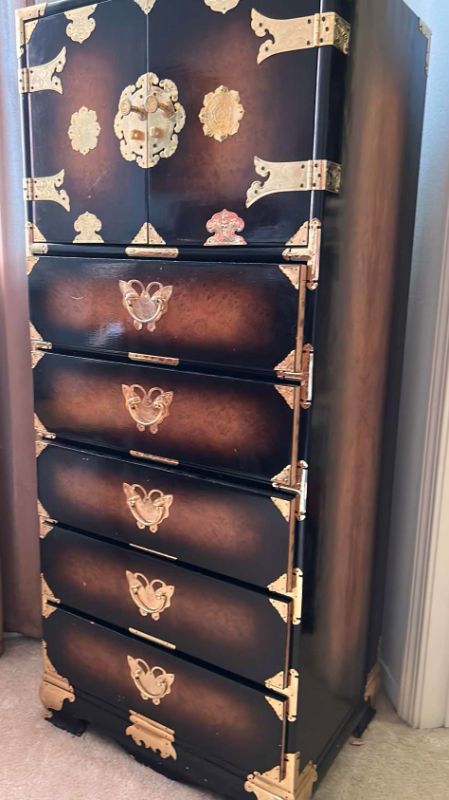 Photo 3 of LACQUERED ORIENTAL STYLE DRESSER DRAWERS- 22 x 51 x 16