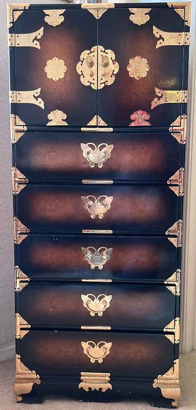 Photo 1 of LACQUERED ORIENTAL STYLE DRESSER DRAWERS- 22 x 51 x 16
