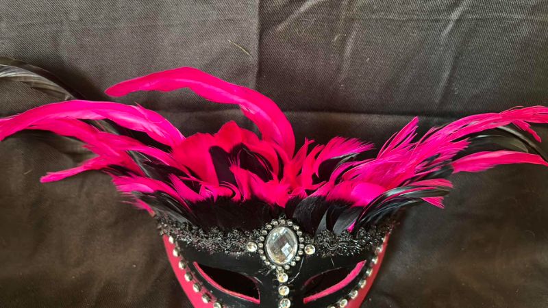 Photo 4 of PINK MASQUERADE FEATHERED MASK