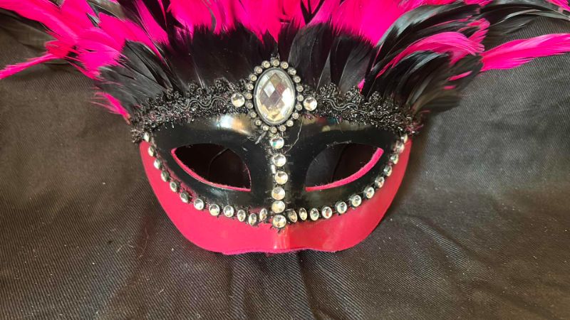 Photo 3 of PINK MASQUERADE FEATHERED MASK