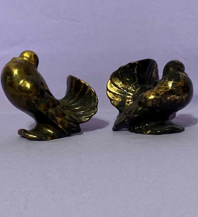 Photo 1 of 2 BRONZE TONE BIRD FIGURINES  