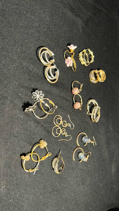 Photo 1 of 11 PAIRS OF GOLD TONE FASHION EARRINGS
