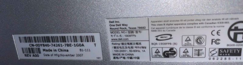 Photo 2 of DELL ULTRA SHARP 1908FP MONITOR