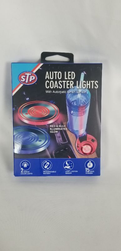 Photo 1 of AUTO LED COASTER LIGHTS WITH AUTOMATIC SMART SENSOR RED AND BLUE ILLIUMATED GLOW NEW 