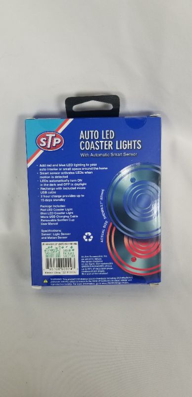 Photo 2 of AUTO LED COASTER LIGHTS WITH AUTOMATIC SMART SENSOR RED AND BLUE ILLIUMATED GLOW NEW 