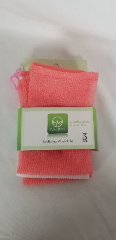 Photo 1 of 3 PACK EXFOLIATING WASH CLOTHS PINK AND WHITE UNCLOG PARES SOFTER SKIN NEW