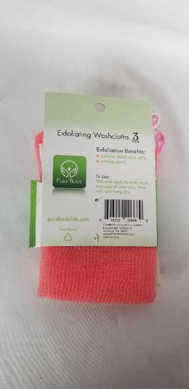 Photo 2 of 3 PACK EXFOLIATING WASH CLOTHS PINK AND WHITE UNCLOG PARES SOFTER SKIN NEW