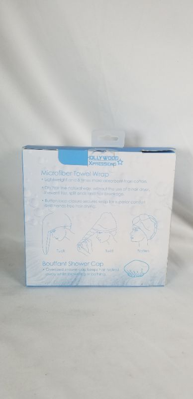 Photo 2 of 2 IN 1 HEAD SET MICROFIBER TOWEL WRAP AND BOUFFANT SHOWER CAP SET NEW