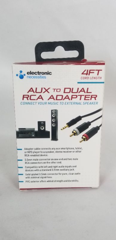 Photo 4 of AUX TO DUAL RCA ADAPTER CONNECT YOUR MUSIC TO EXTERNAL SPEAKER 4 FT CORD LENGTH NEW