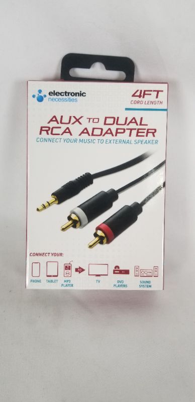 Photo 3 of AUX TO DUAL RCA ADAPTER CONNECT YOUR MUSIC TO EXTERNAL SPEAKER 4 FT CORD LENGTH NEW