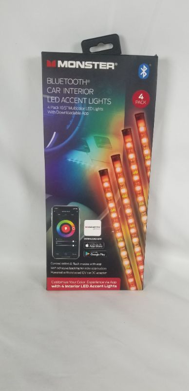 Photo 3 of BLUETOOTH CAR INTERIOR LED ACCENT LIGHTS 4 PACK 10.5 MUTICOLOR LED LGHTS WITH DOWNLOADABLE APP NEW