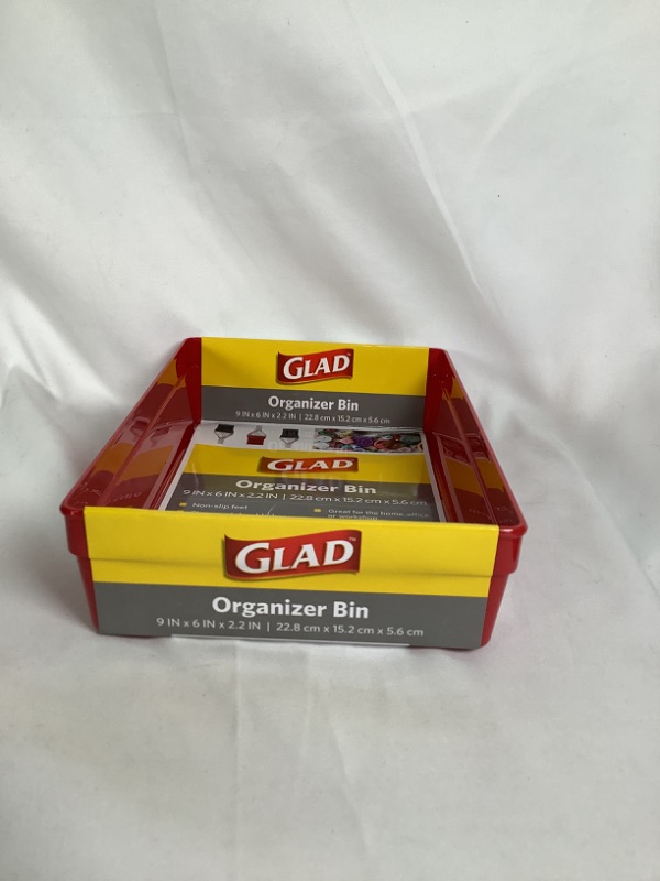 Photo 2 of  GLAD ORGANIZER BIN 9 INCHESX 6INCHES X2.2INXHES RED NEW