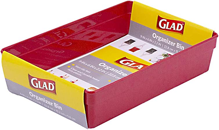 Photo 1 of  GLAD ORGANIZER BIN 9 INCHESX 6INCHES X2.2INXHES RED NEW