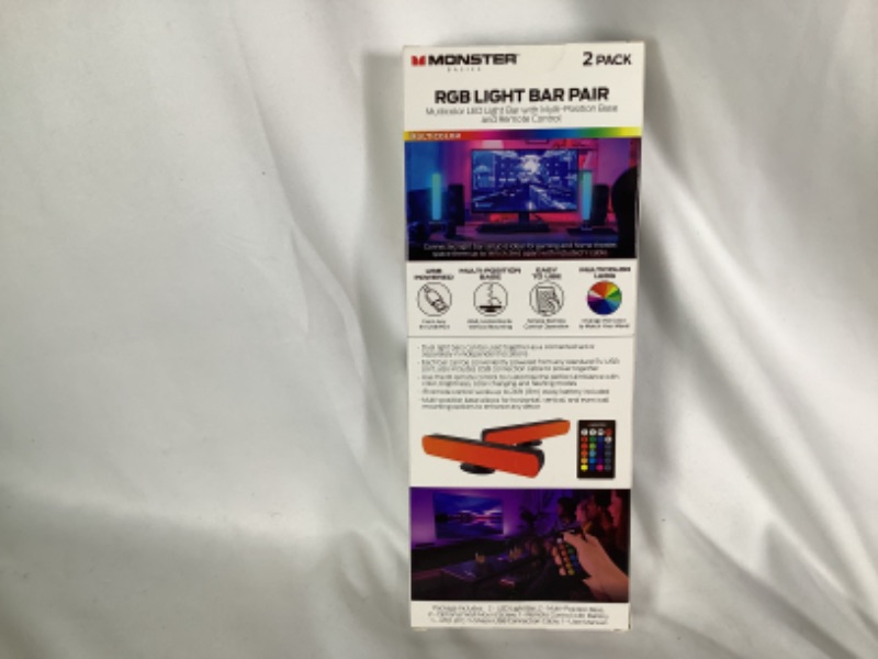 Photo 1 of RGB LIGHT BAR PAIR MULTICOLOR LED LIGHT BAR WITH MULTI - POSITION BASE AND REMOTE CONTROL 2 PACK NEW 