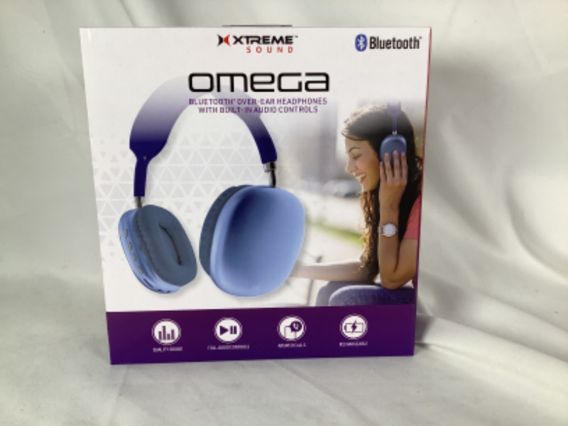 Photo 1 of BLUE OMECA BLUETOOTH OVER HEAR HEAD PHONE WITH BUILD IN ADUIO CONTROLS NEW