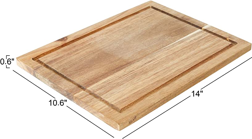 Photo 1 of ACACIA WOOD CUTTING BOARD WITH CATCH GROOVE  14 X 10.6 X 0.6 INCHES NEW