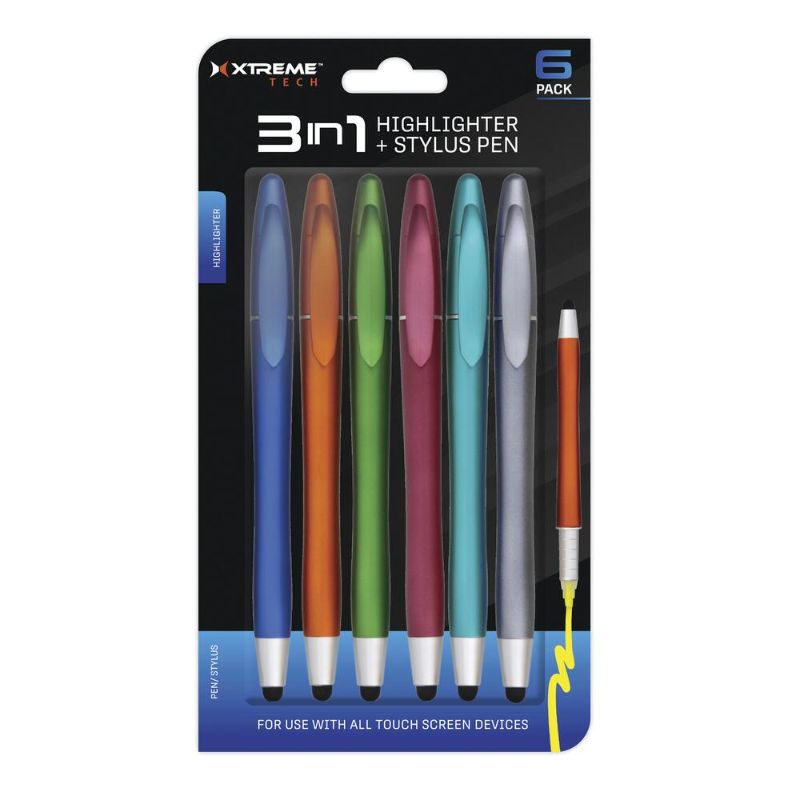 Photo 2 of 6 PACK 3 IN 1 HIGHTLIGHTER AND STYLUS PEN AND BALLPOINT PEN  FOR USE WITH ALL TOUCH SCREEN DEVICES NEW