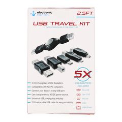 Photo 2 of USB TRAVEL KIT 5 INTERCHANGEABLE USB ADAPTERS MICRO USB TYPE C USB MINI USB USB A  USB B CONNECT TO YOUR PRINTER CAMERA COMPUTER OR PHONE NEW 