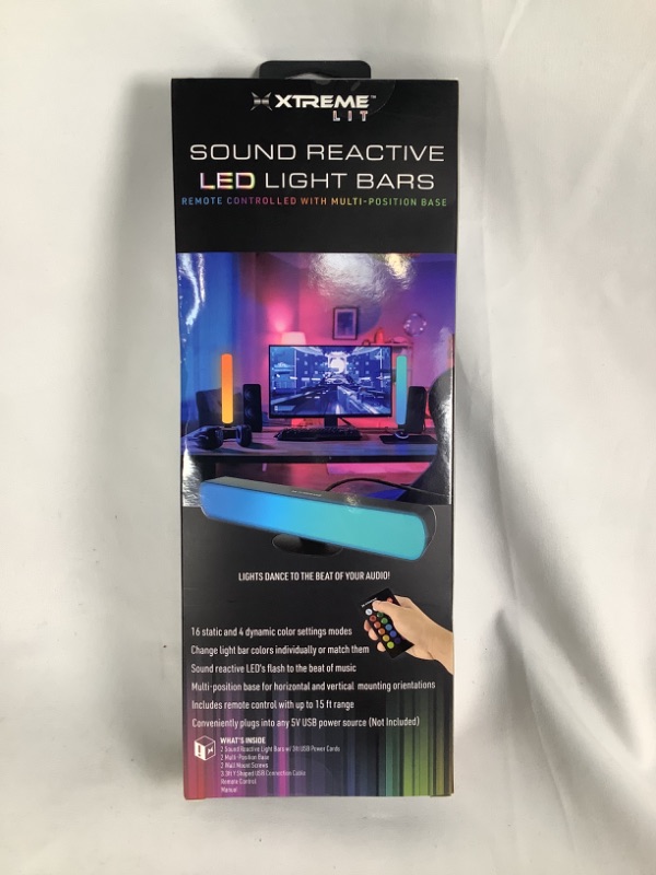 Photo 2 of SOUND REACTIVE LED LIGHTS BARS REMOTE CONTROLLED WITH MULTI POSITION BASE 16 LED COLORS 3 FEET CORD 2 PACK REMOTE INCLUDED NEW 