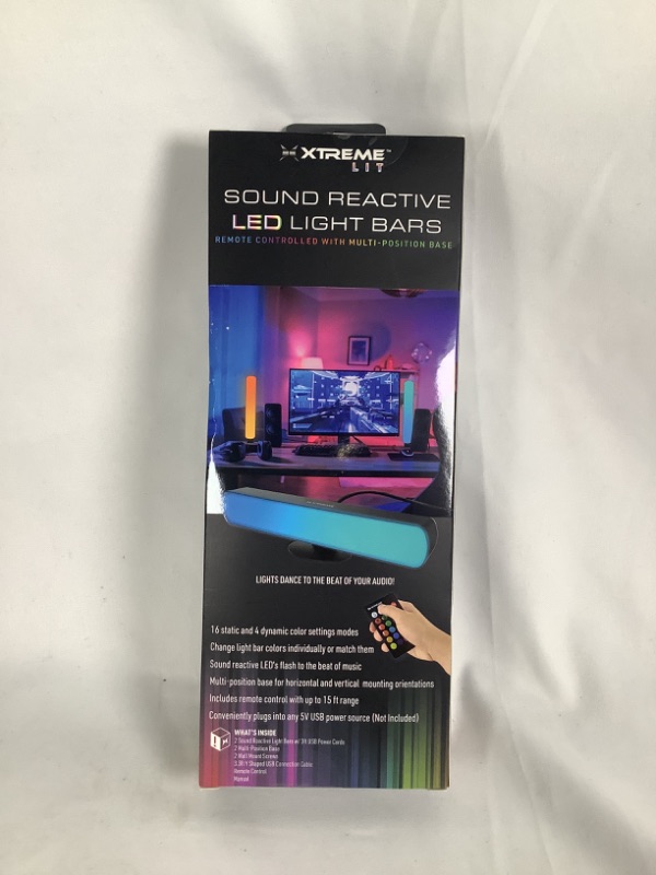 Photo 2 of SOUND REACTIVE LED LIGHTS BARS REMOTE CONTROLLED WITH MULTI POSITION BASE 16 LED COLORS 3 FEET CORD 2 PACK REMOTE INCLUDED NEW 