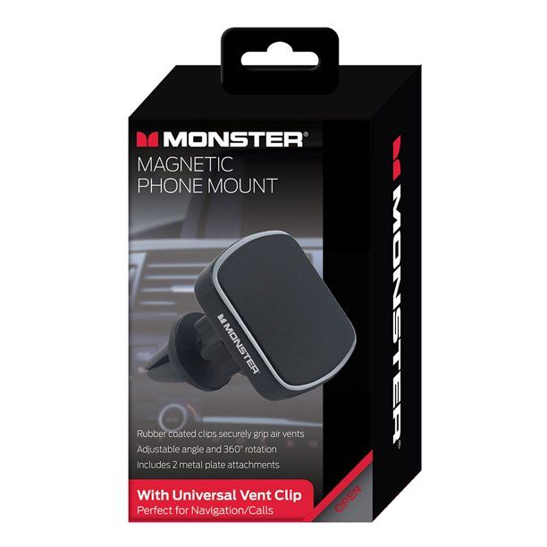 Photo 3 of MAGNETIC PHONE MOUNT WITH UNIVERSAL VENT CLIP RUBBER COATED CLIPS SECURELY GRIP AIR VENTS ADJUSTABLE ANGLE AND 360 ROTATION INCLUDES 2 METAL PLATE ATTACHMENTS