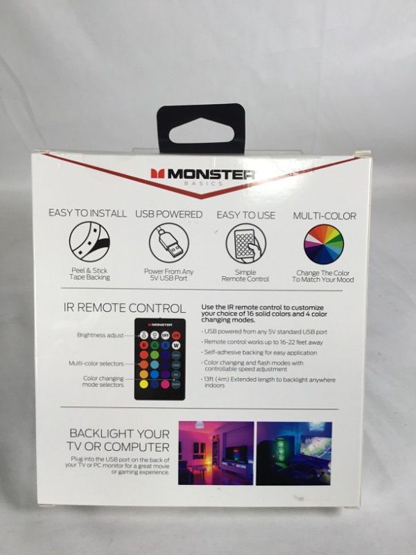 Photo 2 of  RGB COLOR CHANGING USB LED LIGHT STRIP  13 FEET 4 METERS REMOTE INCLUDED NEW