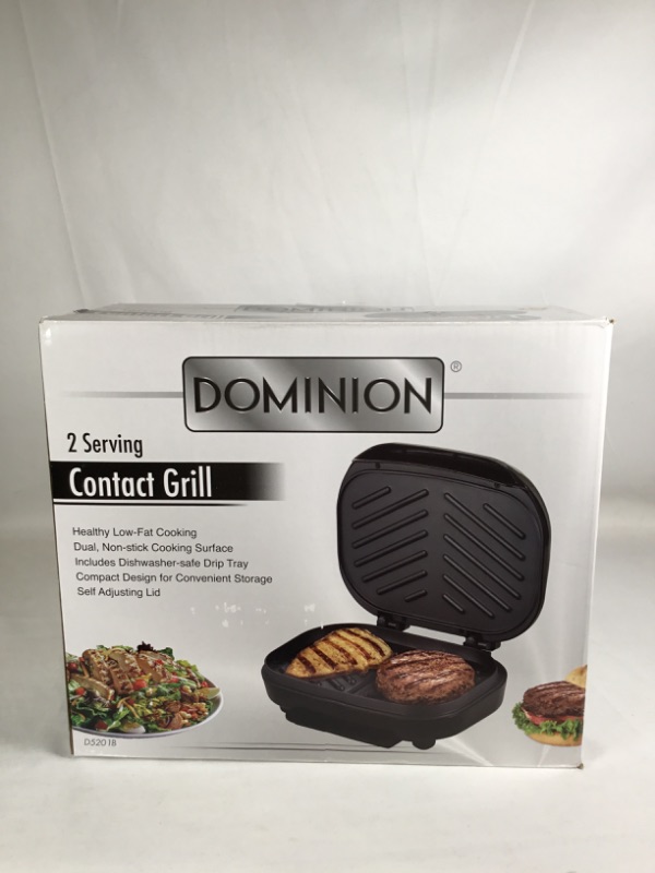 Photo 1 of  2 SERVING CONTACT GRILL HEALTHY LOW FAT COOKING DUAL NON STICK COOKING SURFACE INCLUDES DISHWASHER SAFE DRIP TRAY COMPACT DESIGN FOR CONVENIENT STORAGE SELF ADJUSTING LED NEW