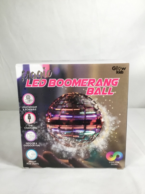 Photo 1 of MAGIC LED BOOMERANG BALL PROTECTIVE COVER 360 ROTATION FALL RESISTANT CYCLTRON PLAY FLYING ORB TOY THAT COMES BACK WHEN YOU THROW IT NEW  