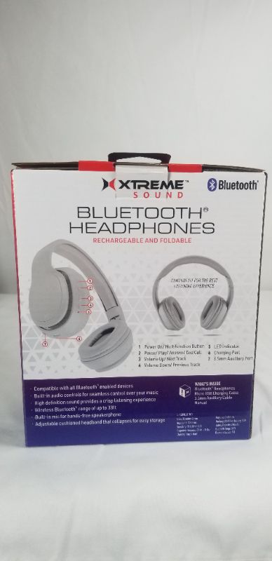 Photo 2 of WHITE BLUETOOTH HEADPHONES RECHARGEABLE AND FOLDABLE PORTABLE FULL AUDIO CONTROLS ANSWER CALLS NEW