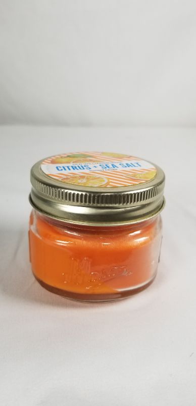 Photo 2 of CITRUS AND SEA SALT SCENTED 3 OZ MASON JAR CANDLE NEW