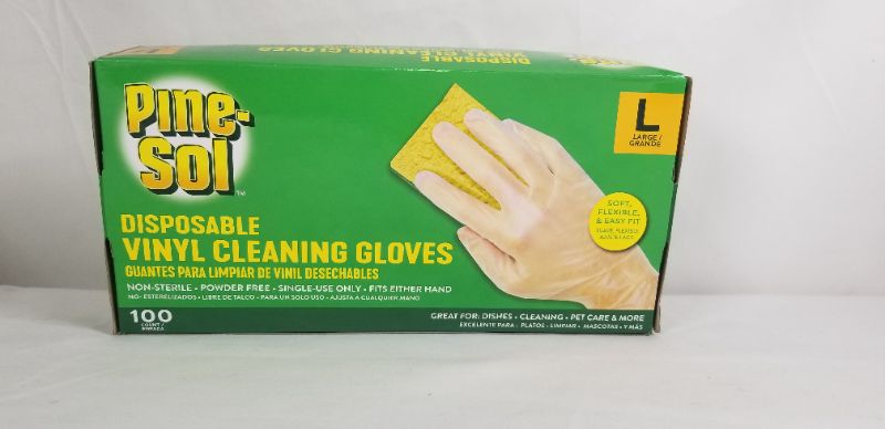 Photo 2 of  DISPOSABLE VINYL CLEANING GLOVES 100 COUNT 