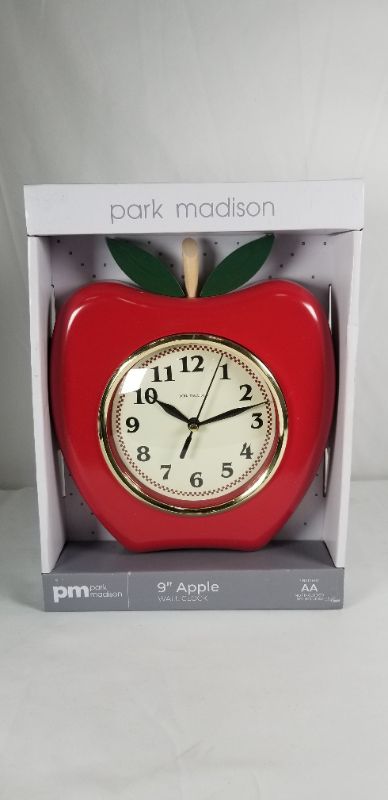 Photo 1 of 9 INCH RED APPLE WALL CLOCK NEW