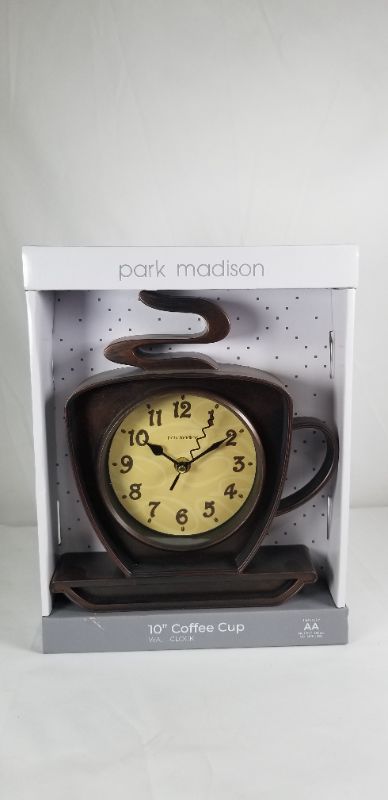 Photo 1 of 10 INCH BROWN COFFEE CUP WALL CLOCK NEW