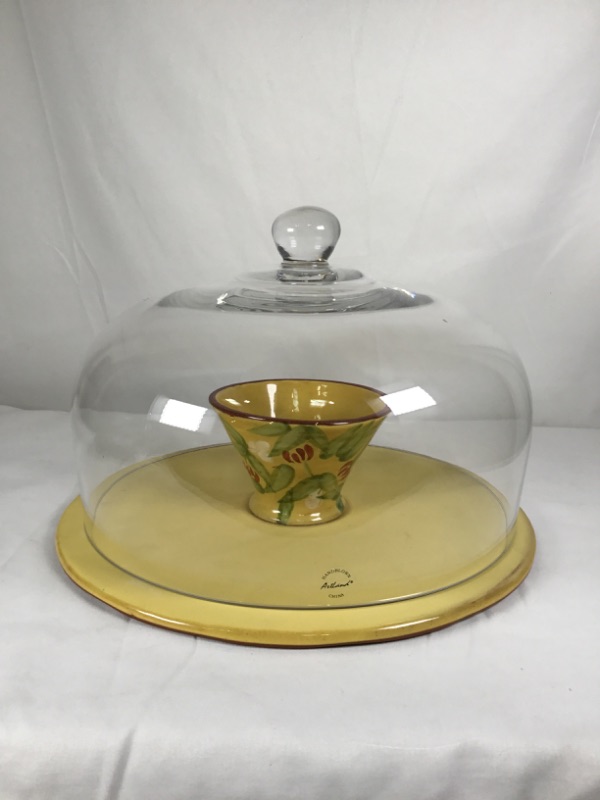 Photo 1 of ARTLAND MARGAUX COLLECTION CAKE STAND WITH DOME GLASS CERMAIC 13 INCHES D X 11 INCHES H NEW